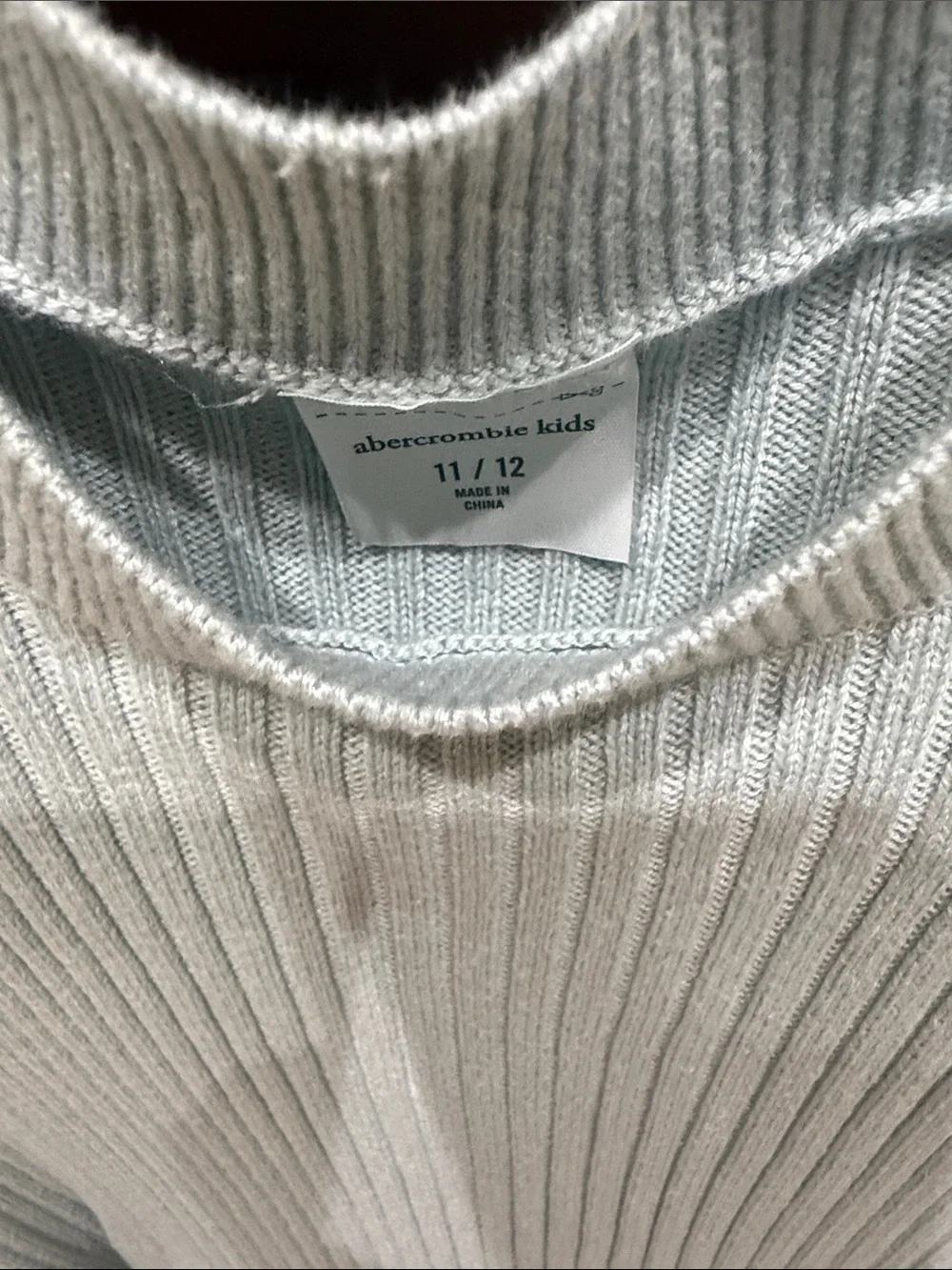 abercrombie kids Light Blue Ribbed Belted Long Sleeve Dress